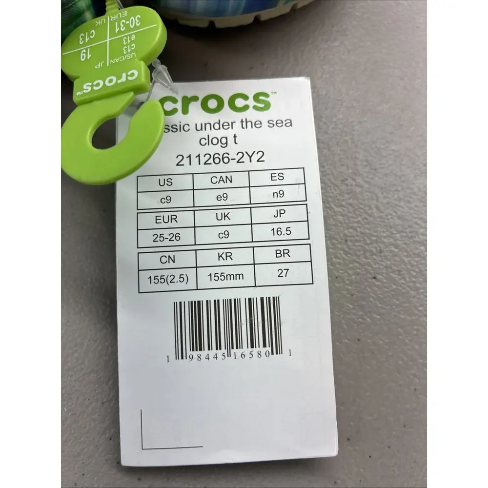 New Kids Crocs Clog Ocean Fish Nemo Octopus Beach Shells Shoe Size C9 211266-2Y2